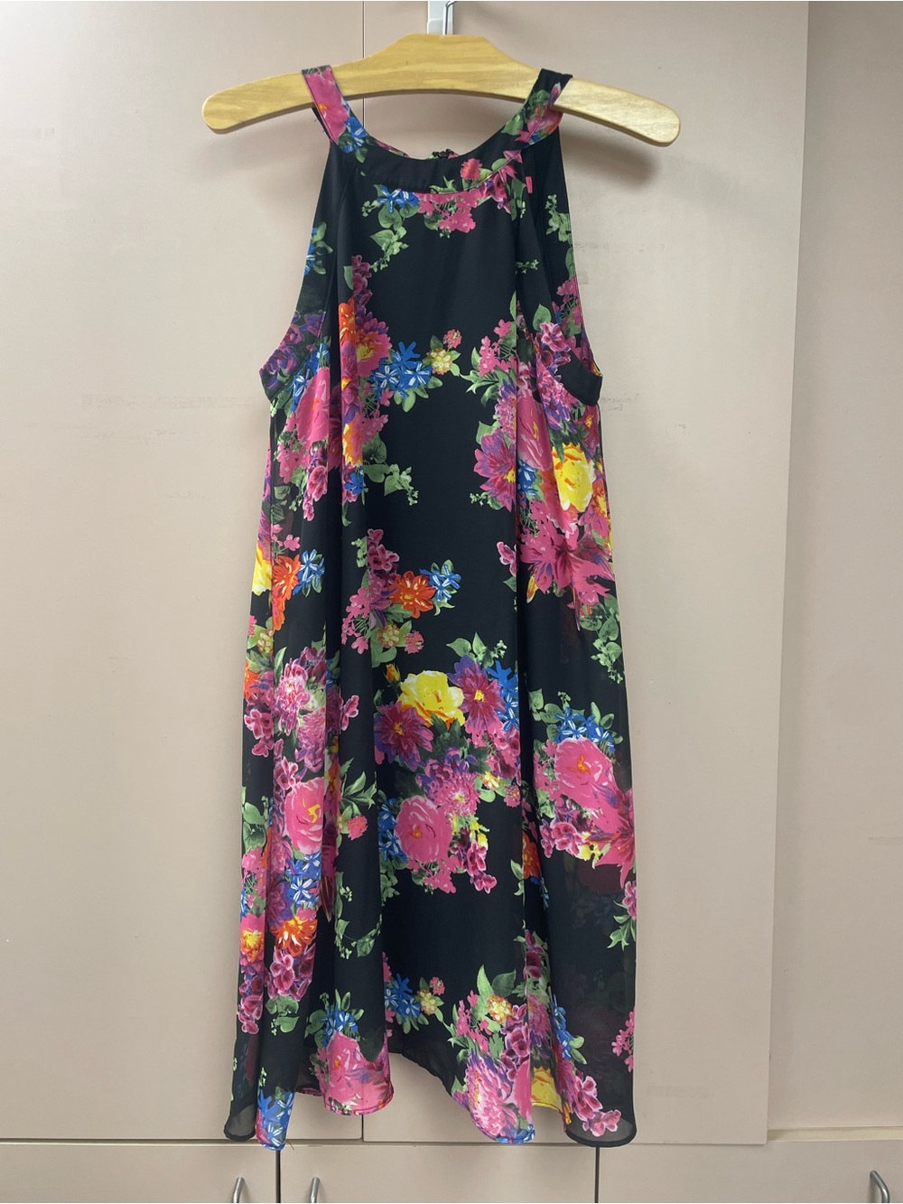 Betsey Johnson Floral Fit & Flare Dress Black Multicolor Size 8